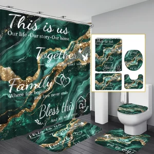 4pcs Family Shower Curtain Set,