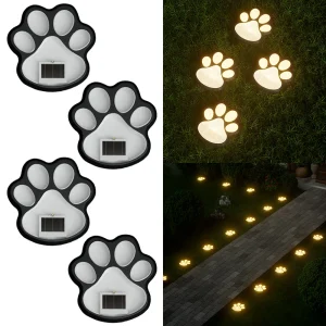 4PCS Solar LED Dog Paw Lights for Garden Lawns