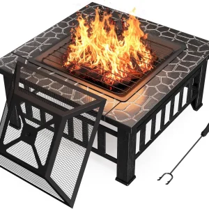 Devoko 32-Inch Outdoor Metal Fire Pit Table