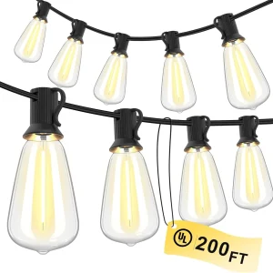 150FT Waterproof LED Outdoor String Lights with Dimmable Bulbs