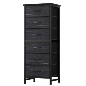 JHK Tall 6-Drawer Fabric Dresser with Metal Frame